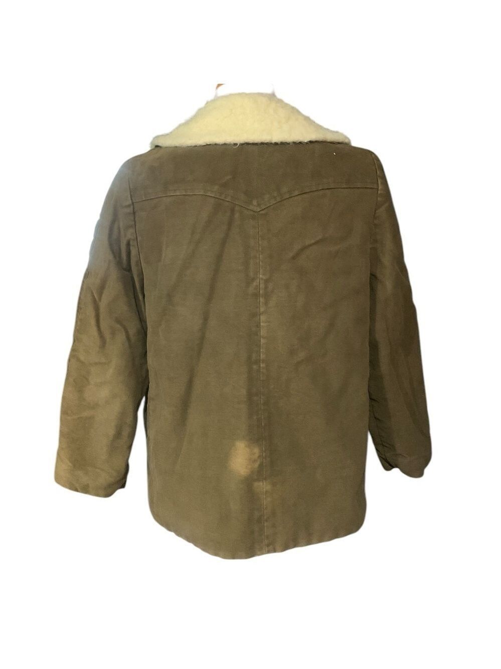 ❤️Vintage 50’s era olive green Sherpa lined button up jacket size small - Picture 3 of 6